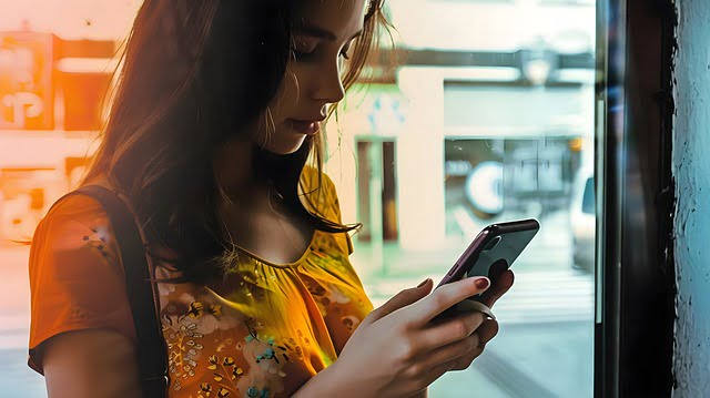 girl taking smartphone